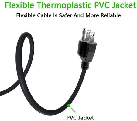 Dây nguồn của thiết bị PVC bằng nhựa nhiệt dẻo Dây nguồn cho TV 3 chân loại SJT của Mỹ
