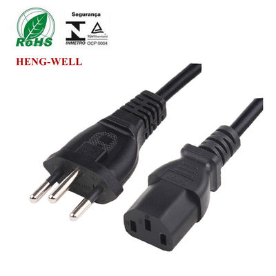 chất lượng  AC 3 Round Pin Brazil Power Cord 2m INMETRO For Home Appliance nhà máy sản xuất